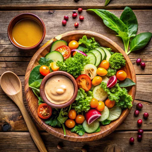 Sałatka z Zielonych Liści z Hummusem i Pomarańczowym Dressingiem